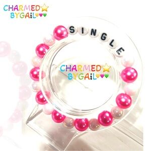 S.I.N.G.L.E - Pink/White 8mm Elegant fashion Beaded Bracelet